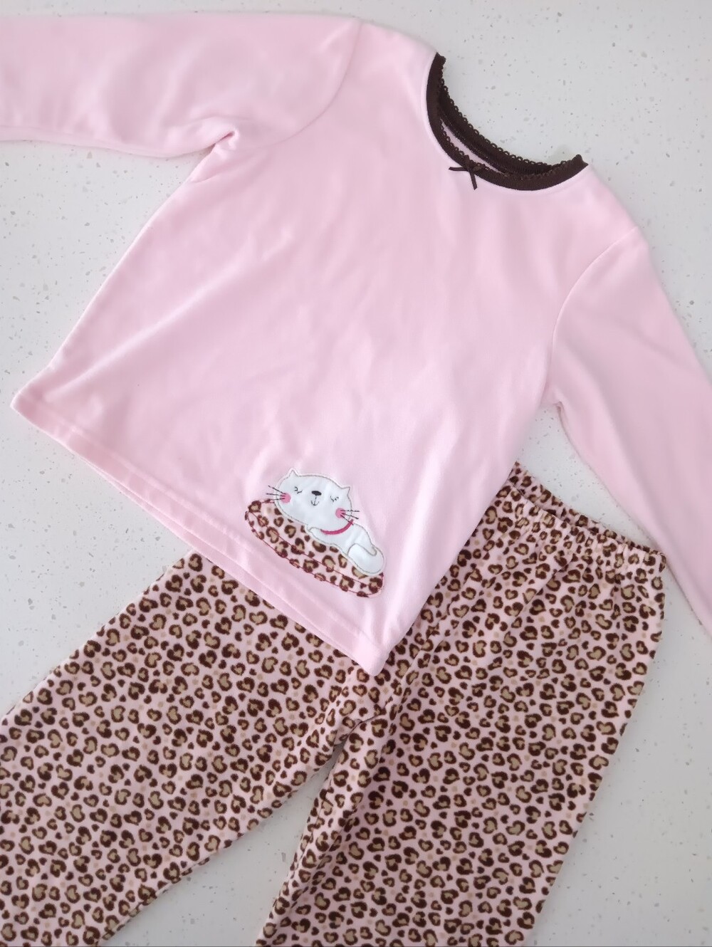 Vintage Girls' Carter's Pink And Brown Leopard Print Sleepwear Set Size 4T